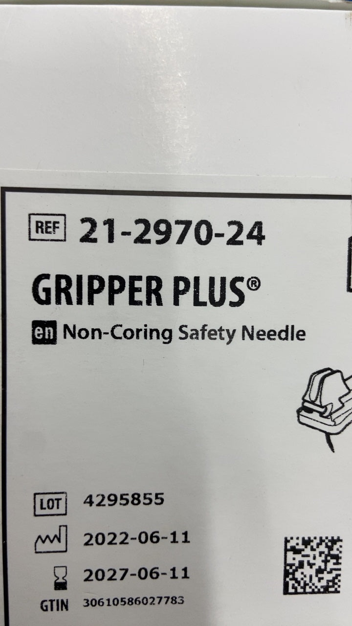 21-2970-24 - SMITHS MEDICAL - GRIPPER PLUS Non-Coring Safety Needle, (BX/12)