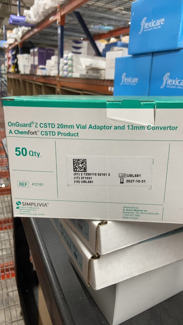 412161 - SIMPLIVIA - OnGuard 2 CSTD 20mm Vial Adaptor and 13mm Convertor - A Chemfort CSTD Product, (BX/50)