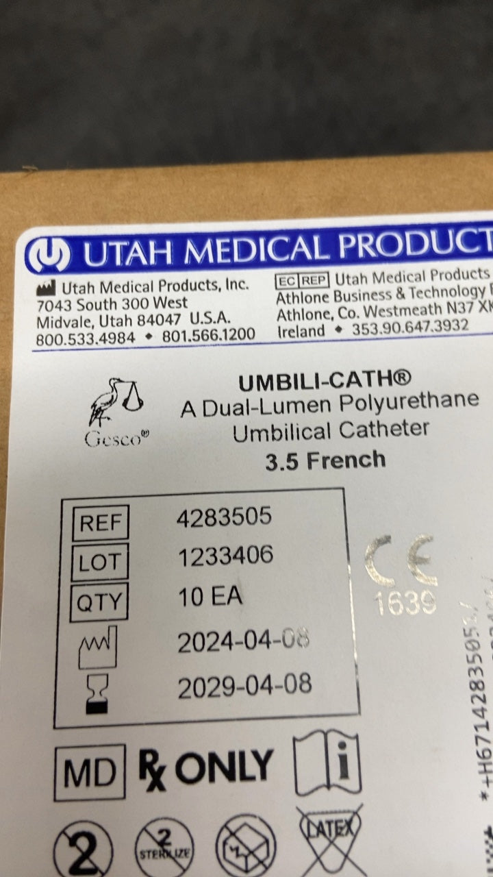 4283505 - UTAH MEDICAL - UMBILI-CATH® A Dual-Lumen Polyurethane Umbilical Catheter 3.5 French, (BX/10)