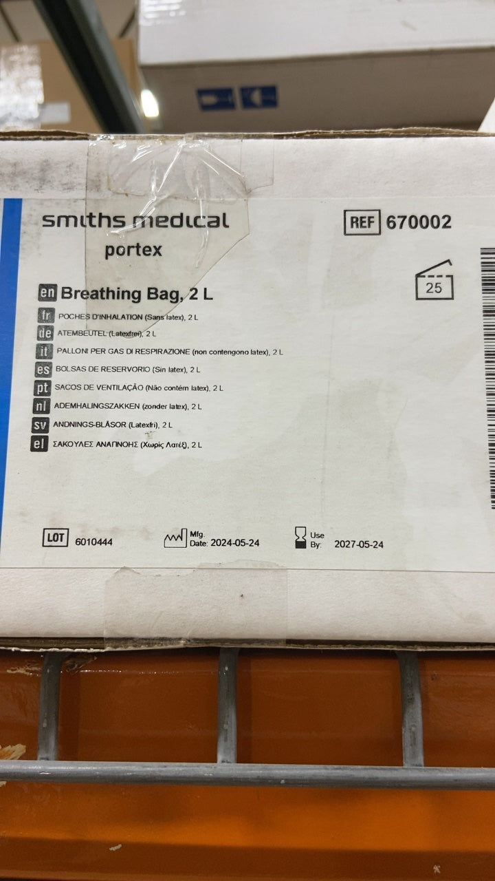 670002 - SMITHS MEDICAL - Breathing Bag, 2 L, (BX/25)
