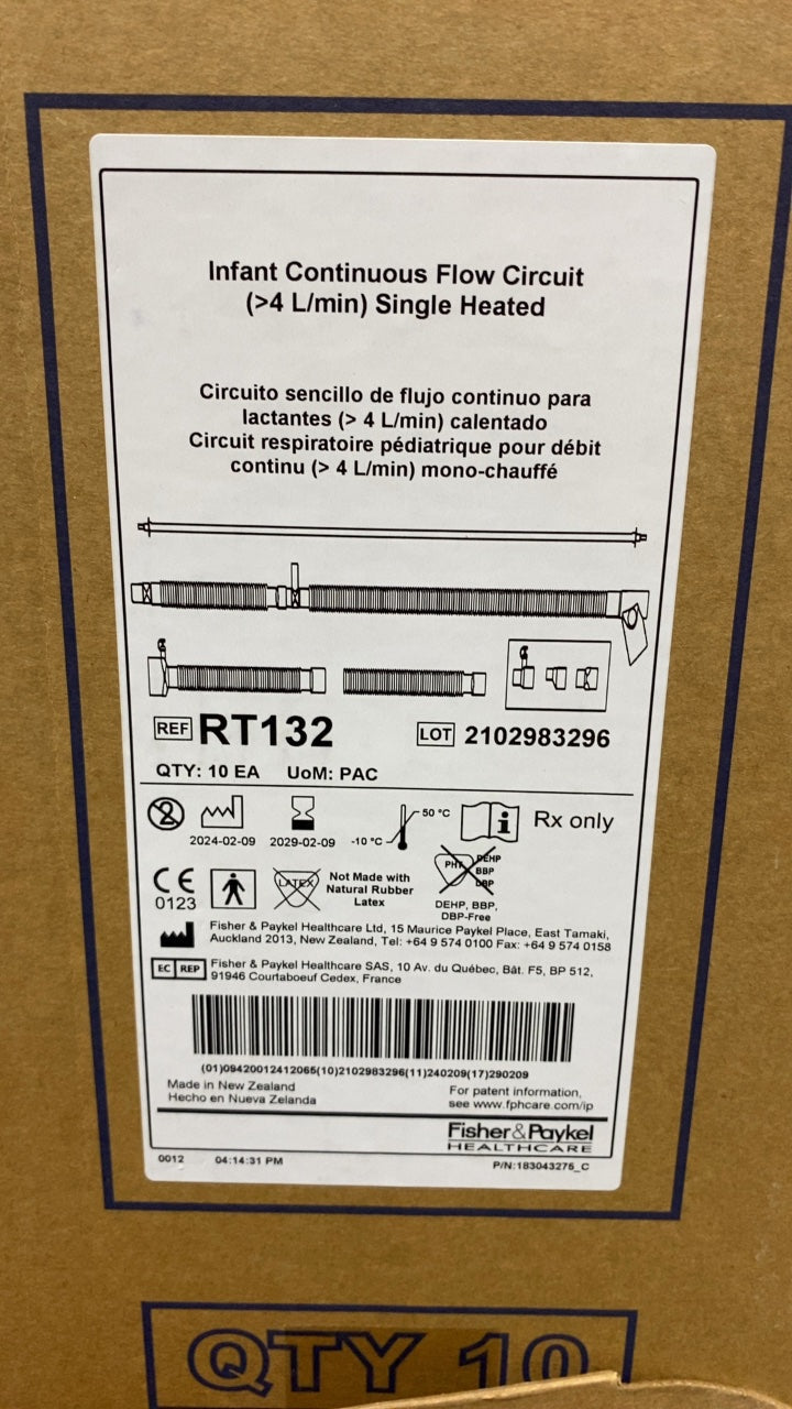 RT132 - FISHER & PAYKEL - Infant Continuous Flow Circuit (>4 L/min) Single Heated, (BX/10)