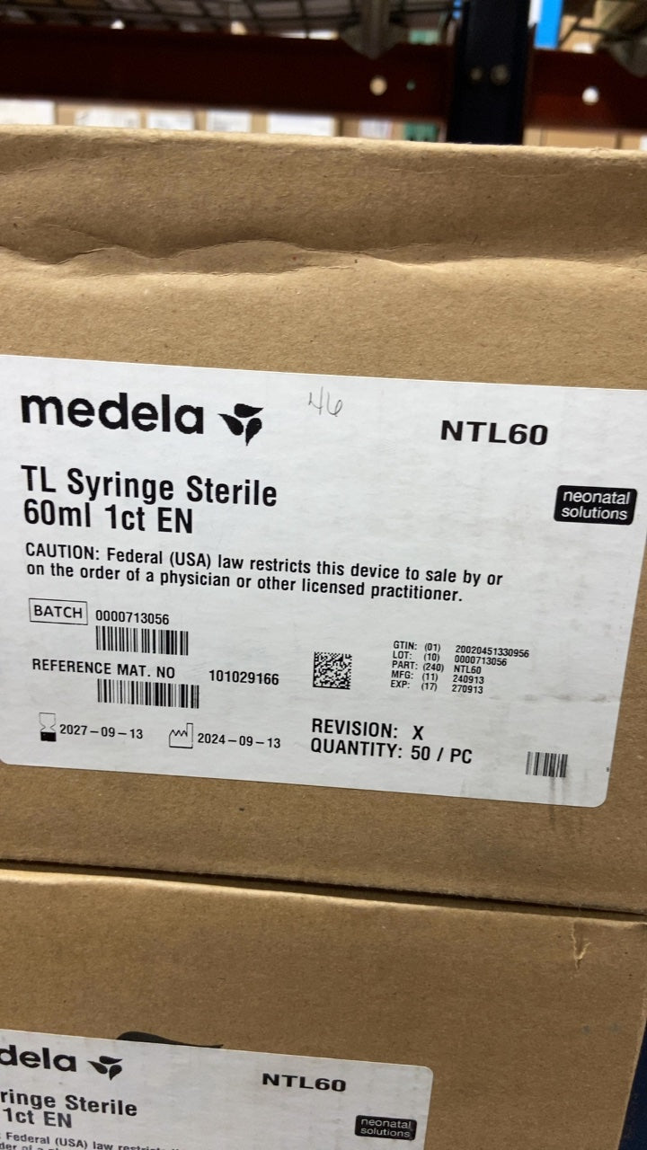 NTL60 - MEDELA - TL Syringe Sterile 60ml 1ct EN, (CS/50)