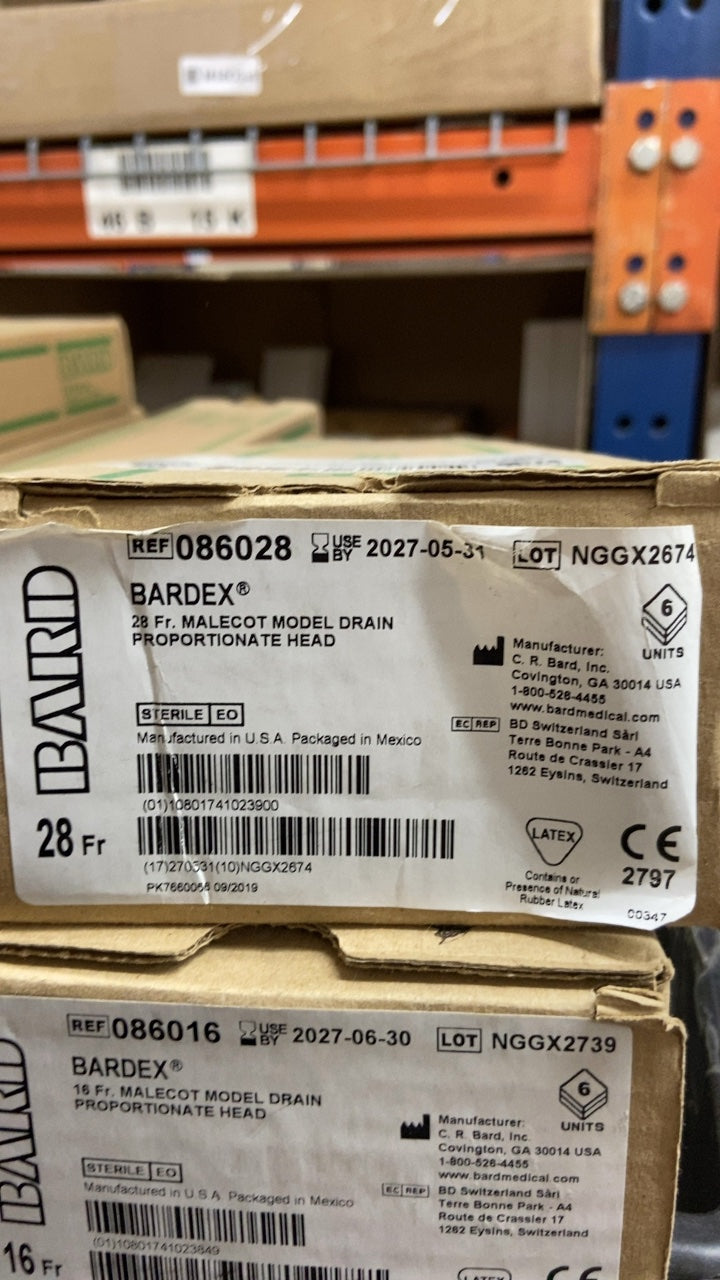 86028 - BARD - 28 Fr. MALECOT MODEL DRAIN PROPORTIONATE HEAD, (BX/6)
