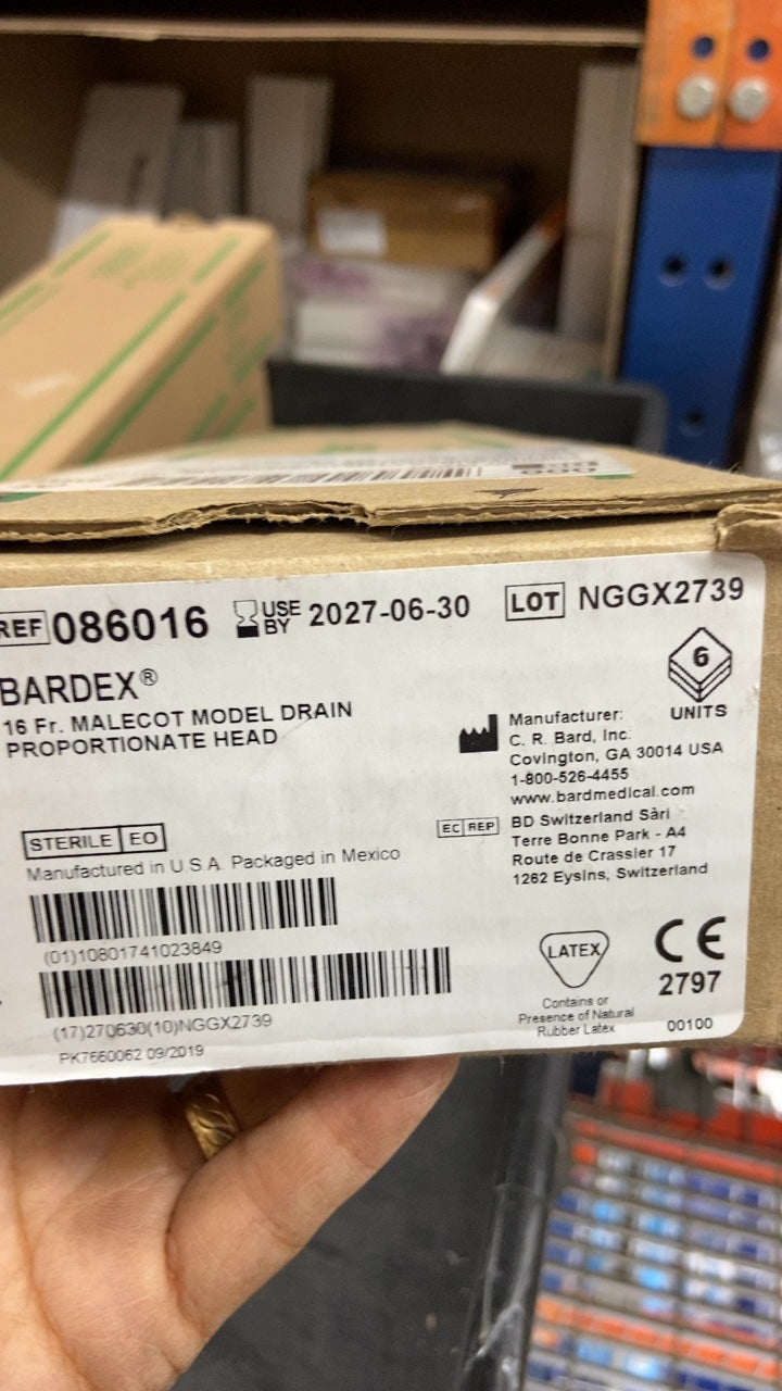 86016 - BARD - BARDEX 15 cc MALECOT MODEL DRAIN PROPORTIONATE HEAD, (BX/6)