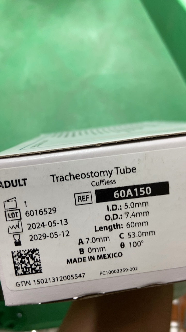 60A150 - SMITHS MEDICAL - Bivona Uncuffed Trach Tubes - Bivona Trach Tube, Uncuffed, 5 mm, (BX/1)