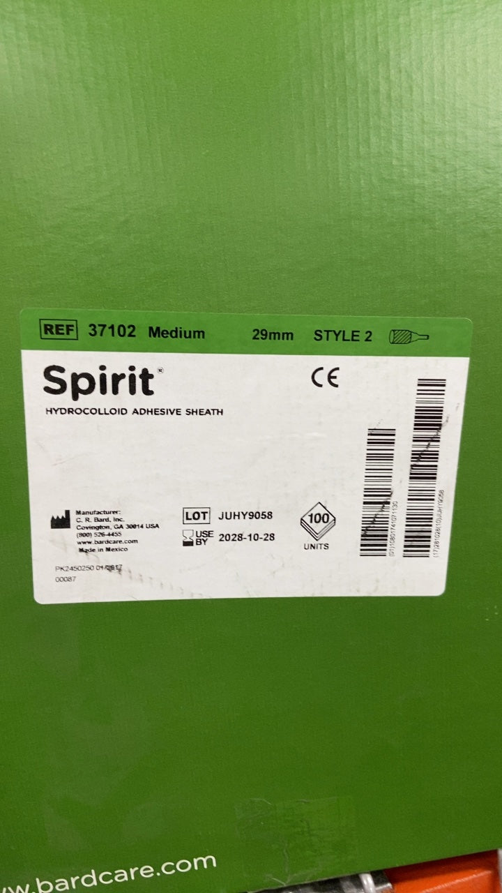 37102 - BARD - Spirit HYDROCOLLOID ADHESIVE SHEATH, (BX/100)