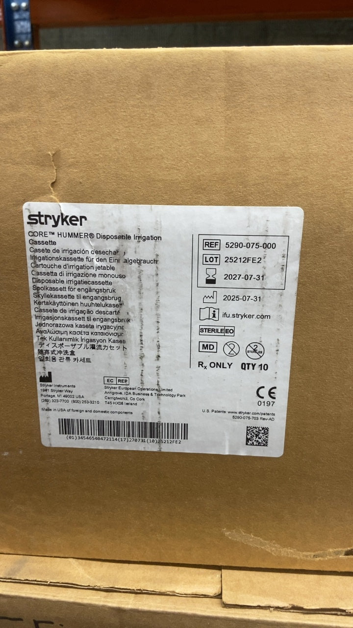 5290-075-000 - STRYKER - Hummer Irrigation Cassette For Core Powered Instrument, (CS/10)