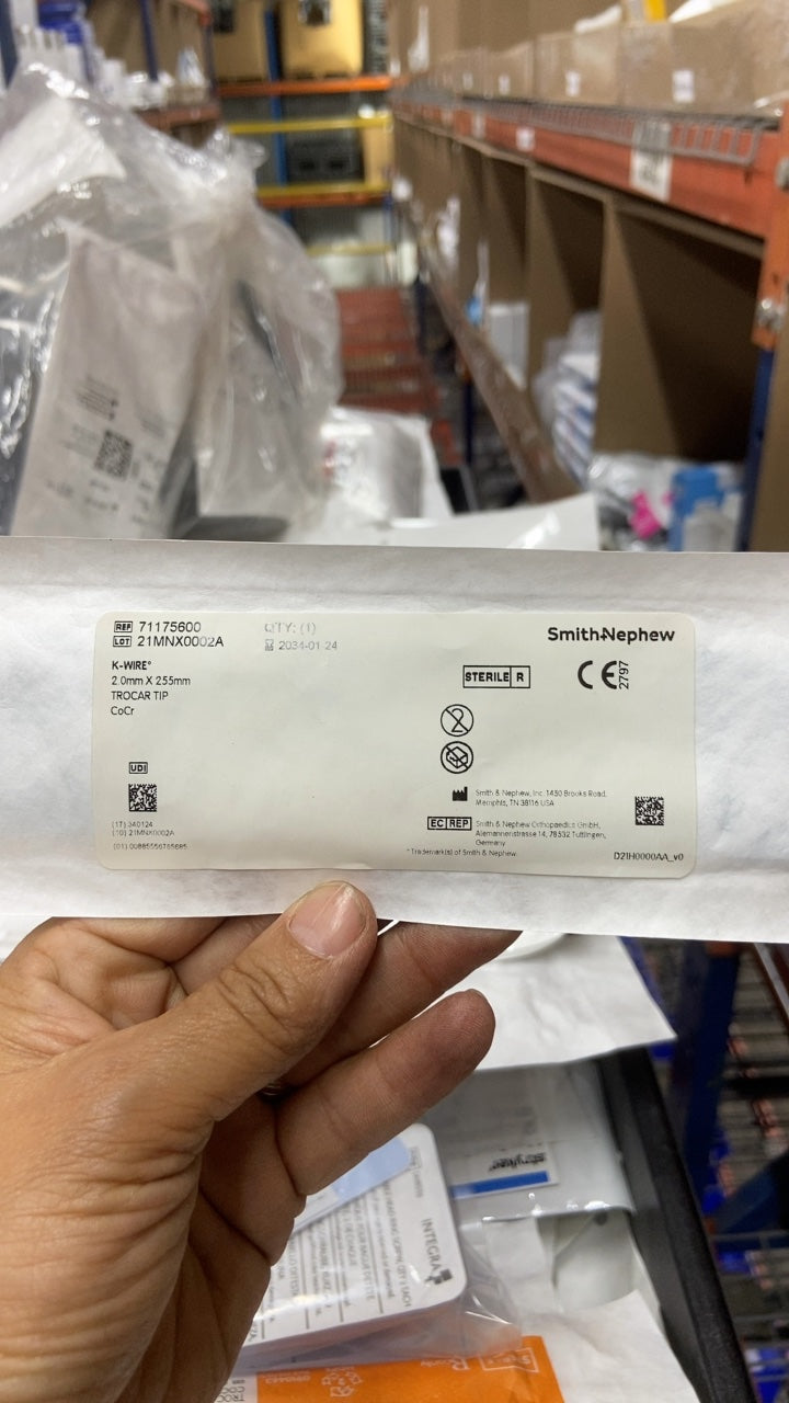 71175600 - SMITH & NEPHEW - X-WIRE 2.0mm x 235mm TROCAR TIP CoCr, (EA/1)