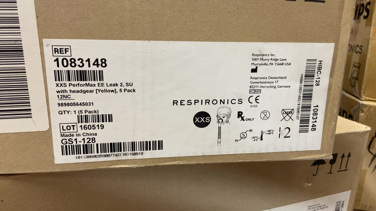 1083148 - RESPIRONICS - XXS PerforMax EE Leak 2, SU with headgear [Yellow], 5 Pack 12NC, (BX/5)