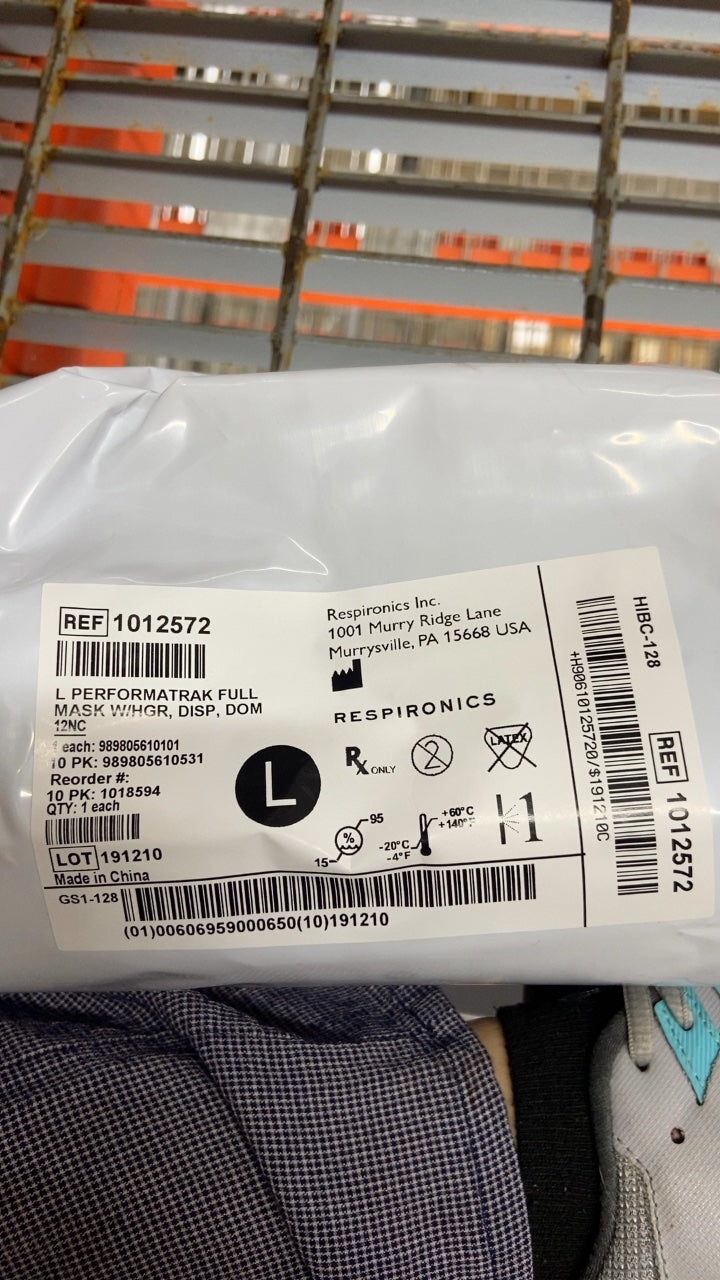 1012572 - RESPIRONICS - L PERFORNATRAK FULL MASK W/HGR, DISP, DOM 12NC, (EA/27)