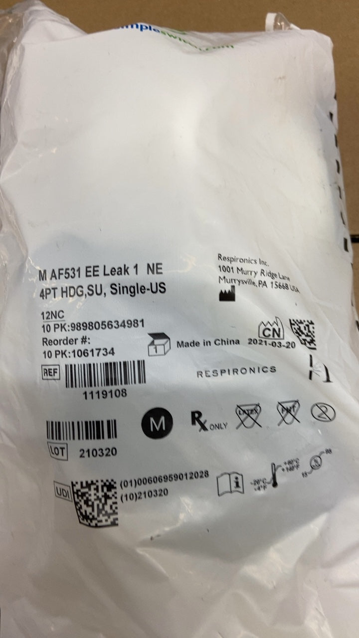 1119108 - RESPIRONICS - M AF531 EE Leak 1 NE 4PT HDG,SU, Single-US, (EA/1)