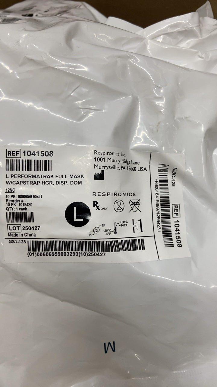 1041508 - RESPIRONICS - PERFORMATRAK FULL MASK W/CAPSTRAP HGR, DISP, DOM, (EA/22)