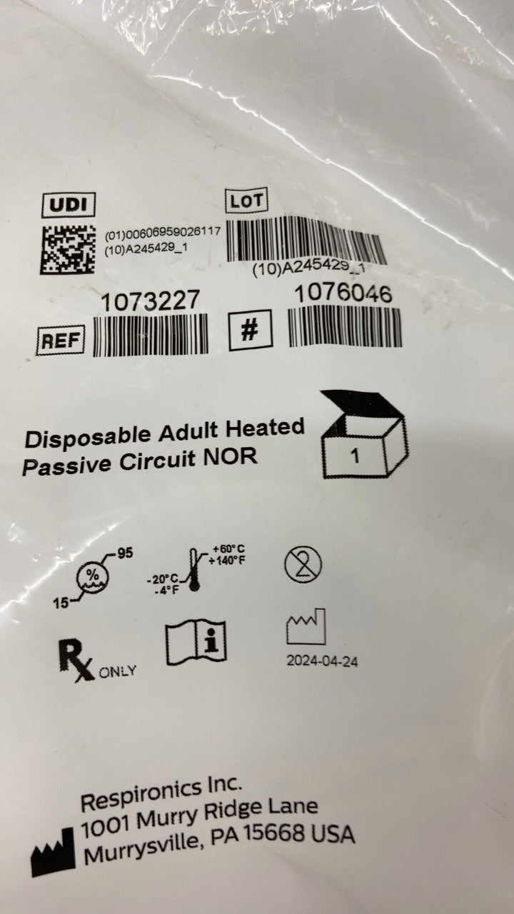 1073227 - RESPIRONICS - Disposable Adult Heated Passive Circuit NOR, (EA/1)
