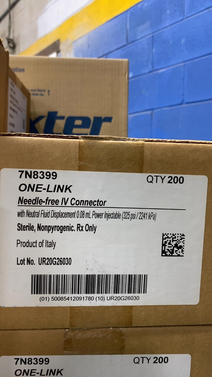 7N8399 - BAXTER - ONE-LINK Needle-free IV Connector with Neutral Fluid Displacement 0.06 mL Power Injectable (325 psi / 2241 kPa), (CS/200)