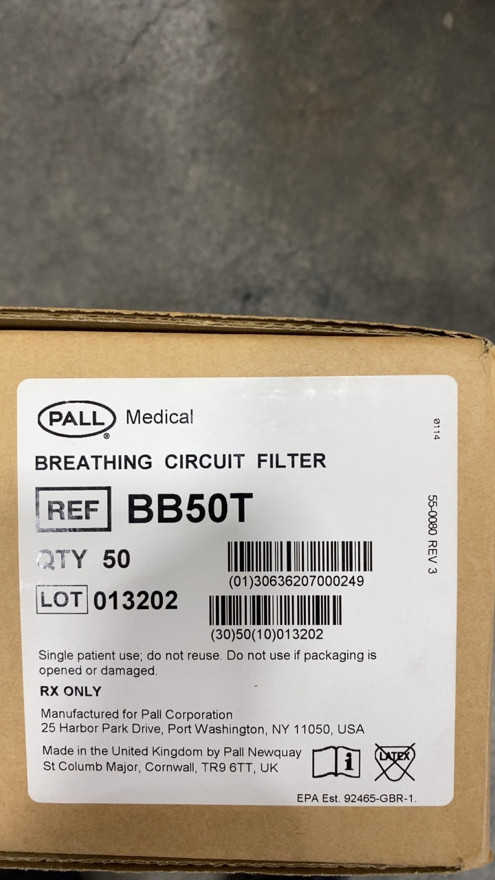 BB50T - PALL - BREATHING CIRCUIT FILTER, (BX/50)