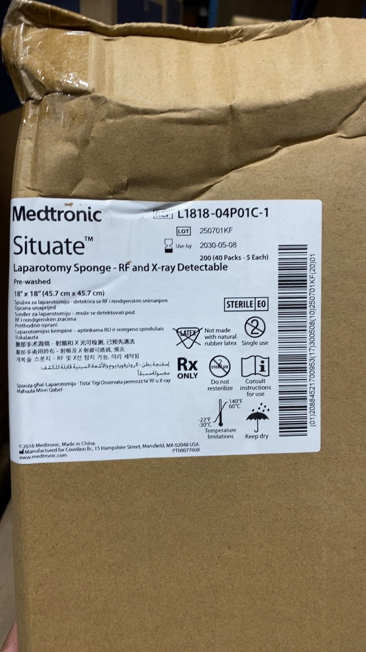 L1818-04P01C-1 - MEDTRONIC - Situate™ Laparotomy Sponge - RF and X-ray Detectable, (BX/200)