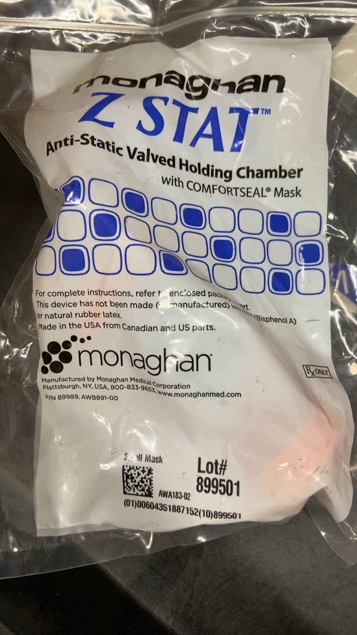 AWA183-02 - MONAGHAN MEDICAL - Z STAT Anti-Static Valved Holding Chamber with COMFORTSEAL Mask, (EA/1)