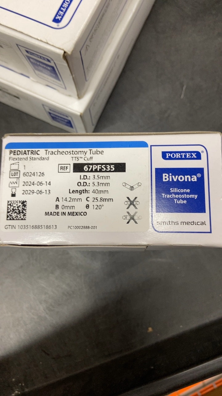 67PFS35 - SMITHS MEDICAL - Medical Bivona FlexTend Uncuffed Tracheostomy Tubes - FlexTend Trach Tube, Pediatric, Tight to Shaft, 3.5 mm, (BX/1)