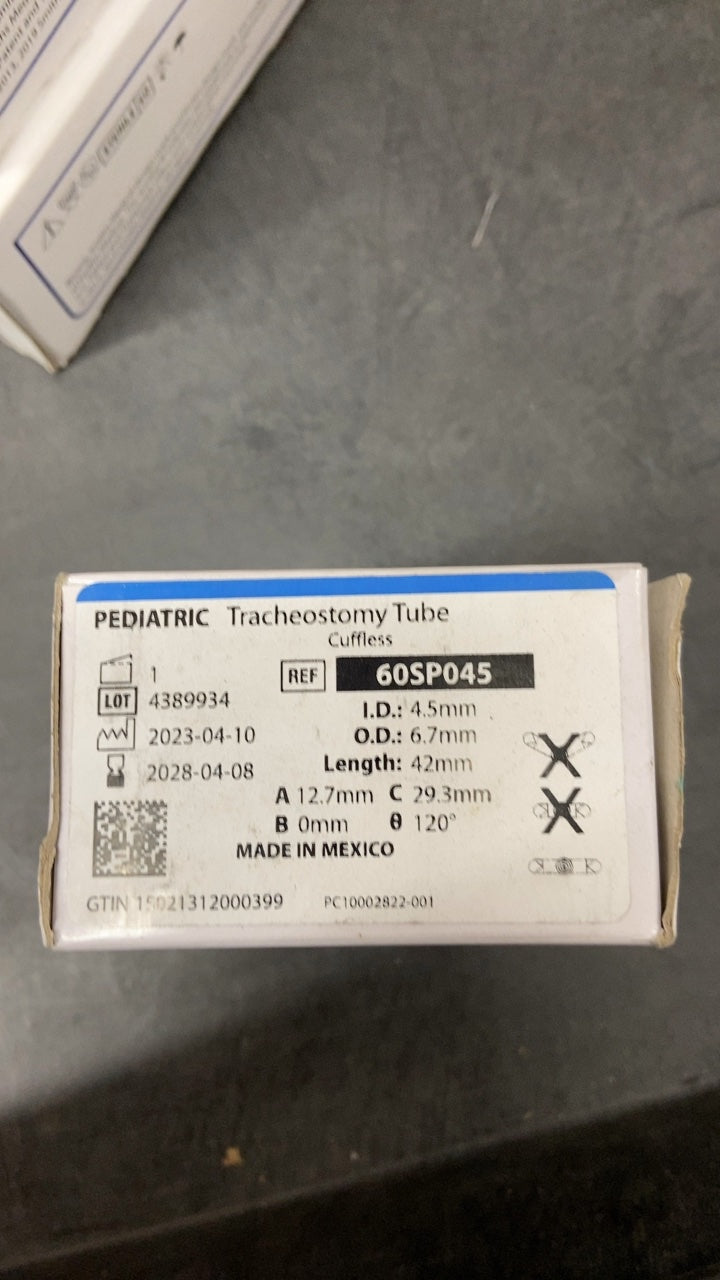 60SP045 - SMITHS MEDICAL - Bivona Uncuffed Trach Tubes - Trach Tube, Pediatric, Uncuffed, 4.5 mm, (BX/1)