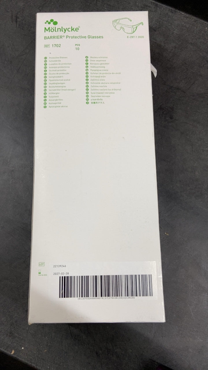 1702 - MOLNLYCKE - BARRIER Protective Glasses, (BX/10)