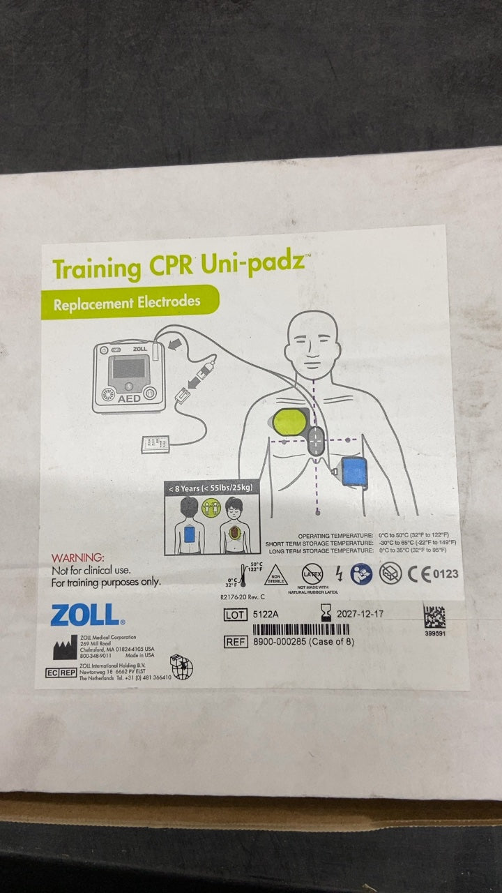 8900-000285 - ZOLL - Training CPR Uni-padz Replacement Electrodes, (BX/8)