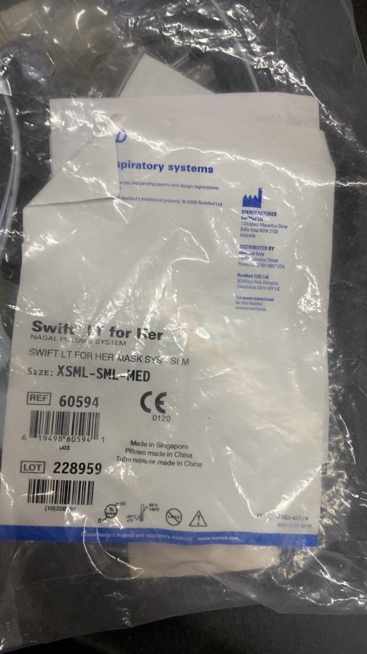 60594 - RESMED - Swift LT for Her Nasal Pillow Mask System, (EA/1)