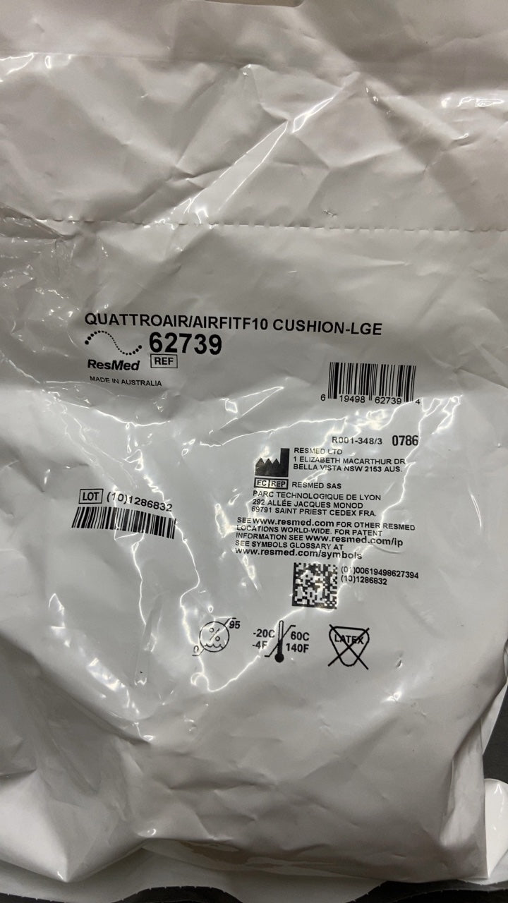 62739 - RESMED - QUATTROAIRAIRFITF10 CUSHION-LGE, (EA/1)