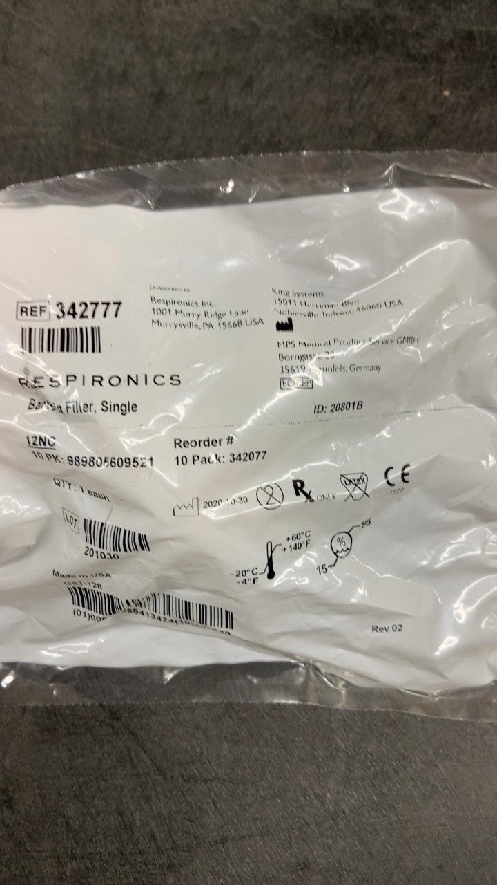 342777 - RESPIRONICS - Bacteria Filter, Single, (EA/1)
