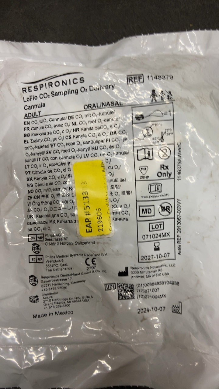 1149379 - PHILIPS - LoFlo CO2 Sampling O2 Delivery Cannula ADULT ORAL/NASAL, (EA/26)