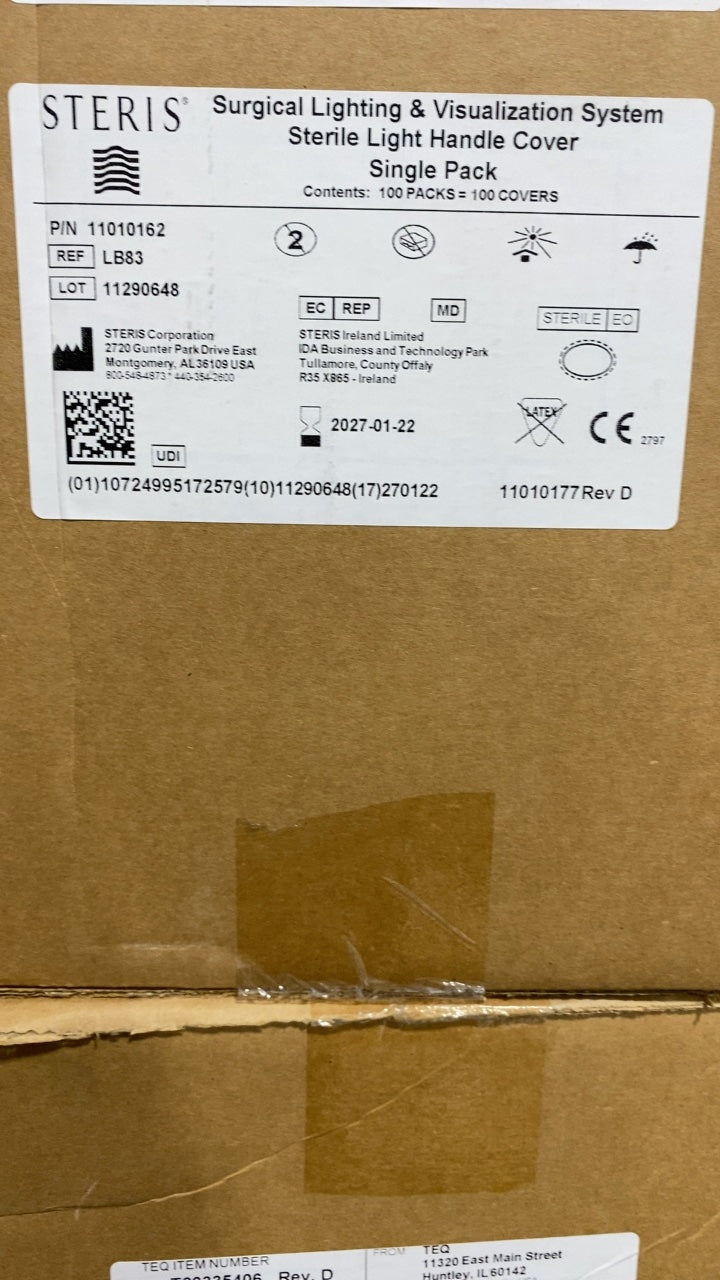 LB83 - STERIS - Surgical Lighting & Visualization System Sterile Light Handle Cover Single Pack, (BX/100)