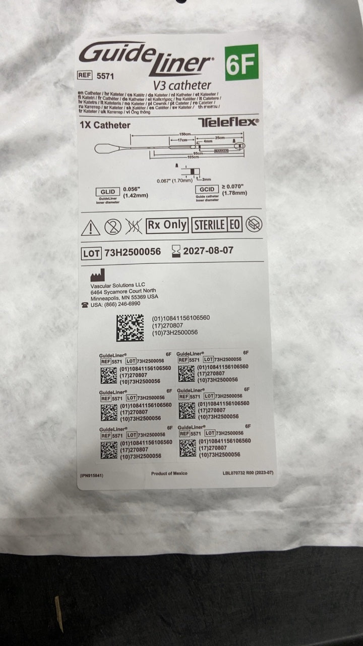 5571 - VASCULAR SOLUTIONS - Guideliner V3 Catheter, 6 Fr, (EA/1)