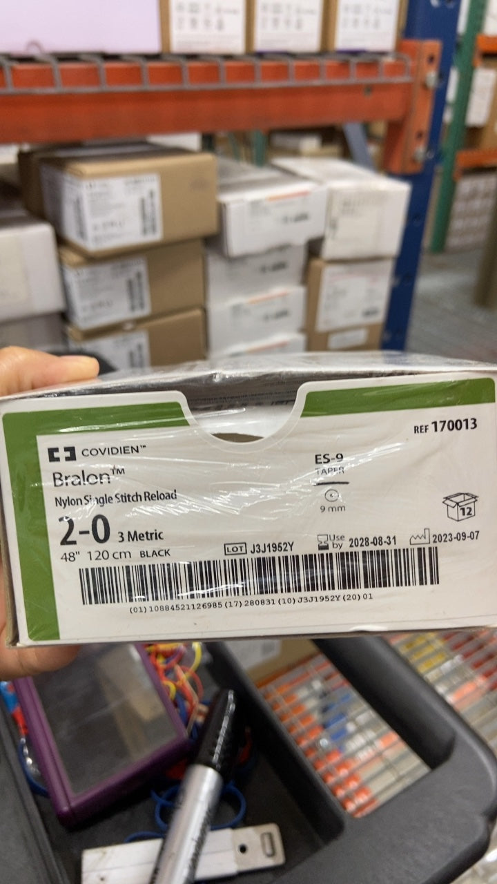 170013 - COVIDIEN - Bralon Nylon Single Stitch Reload 2-0 3 Metric 48" 120 cm BLACK, (BX/12)