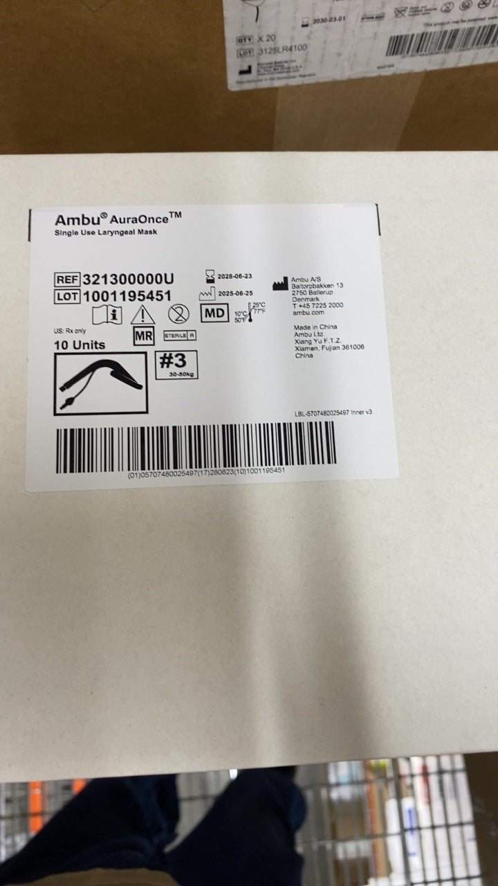321300000U - AMBU - AuraOnce Disposable Laryngeal Mask - Laryngeal Mask Size 3, Disposable, (BX/10)