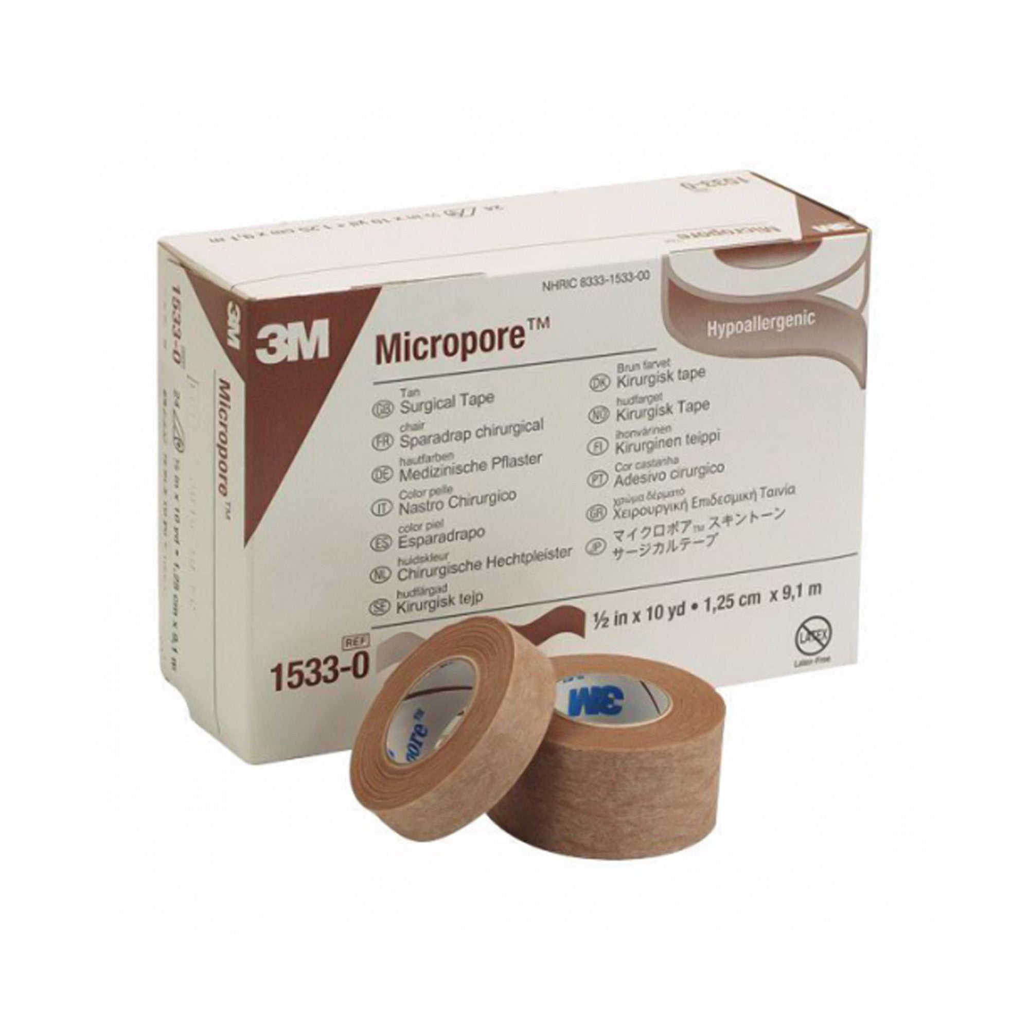 5838 - Micropore - 3M Micropore Medical Tape Tan 1/2 in X 10 yd Paper, 1533-0, Case of 240, (CS)