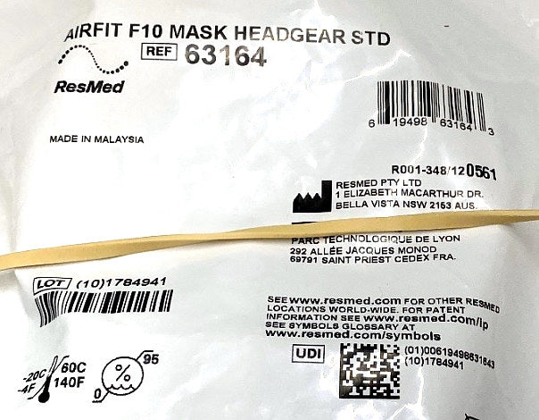 63164 - RESMED - AIRFIT F 10 HEADGEAR STD, (EA/1)