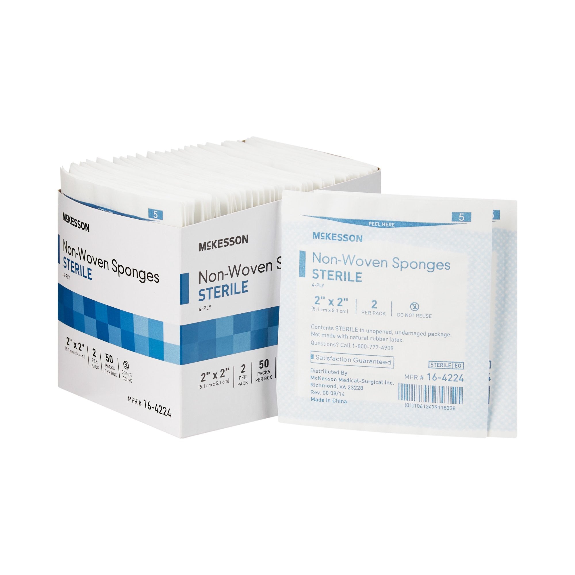 446032 - McKesson - McKesson Nonwoven Sponge 2 X 2 in 4-Ply Sterile , 16-4224, Case of 1500, (CS)