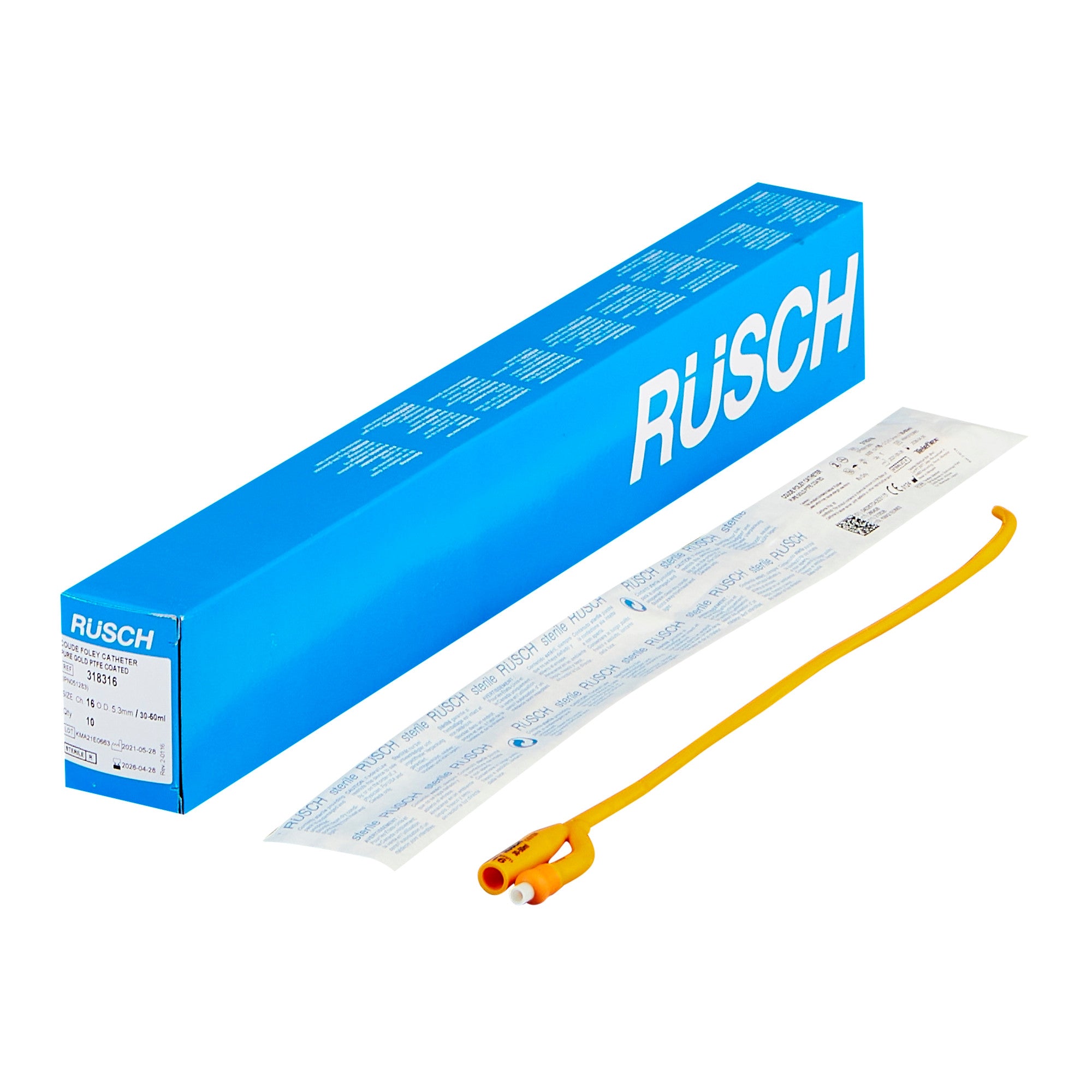 192933 - Rusch - Foley Catheter Rusch PureGold 2-Way Coude Tip 30 cc Balloon 16 Fr. Latex 318316 Pack of 1, (EA)