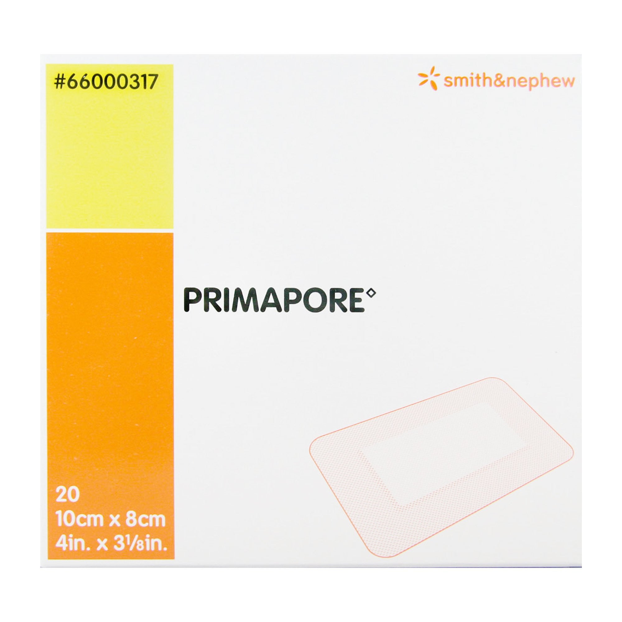 370204 - Primapore - Primapore Island Dressing 3-1/8 X 4 Inch Rectangle Sterile Film Backing, 66000317, Pack of 1, (EA)