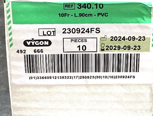 340.1 - VYGON - Dual flow gastric aspiration tube, (BX/10)