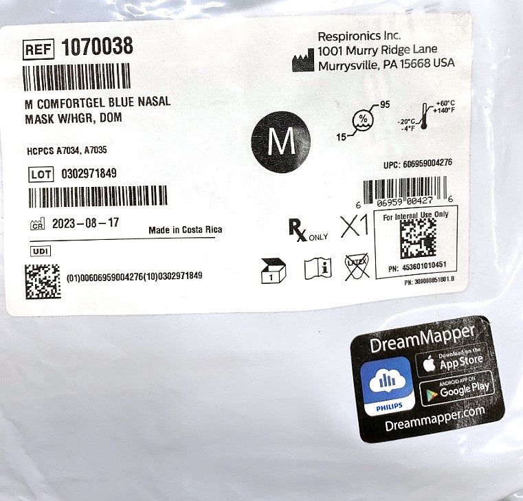 1070038 - RESPIRONICS - Mcomfortgel blue nasal mask, (EA/1)
