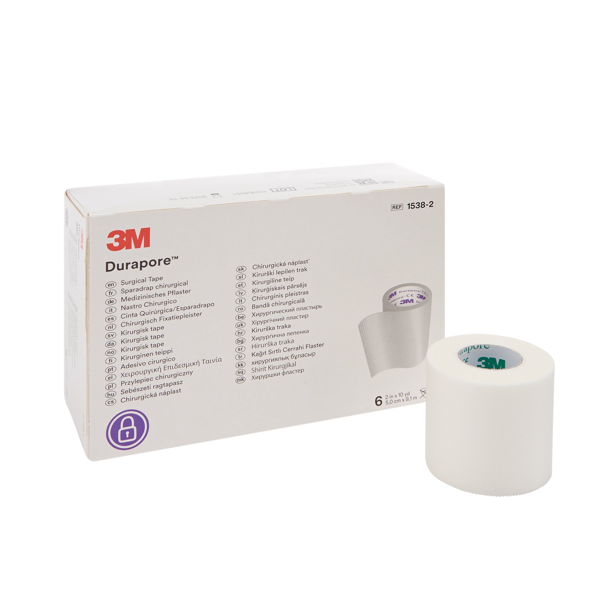 5776 - 3M - 3M Durapore Medical Tape White 2 in X 10 yd Silk-Like Cloth, 1538-2, Case of 60, (CS)