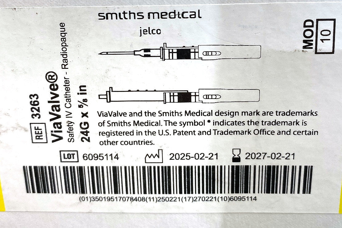 3263 - SMITHS MEDICAL - GTIN for VIAVALVE 24G X 5/8 Z 1EA, (BX/50)