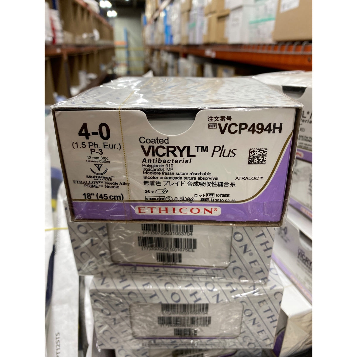 VCP494H - ETHICON - Antibacterial Undyed Braided (Polyglactin 910), Synthetic Absorbable Suture, (BX/36)