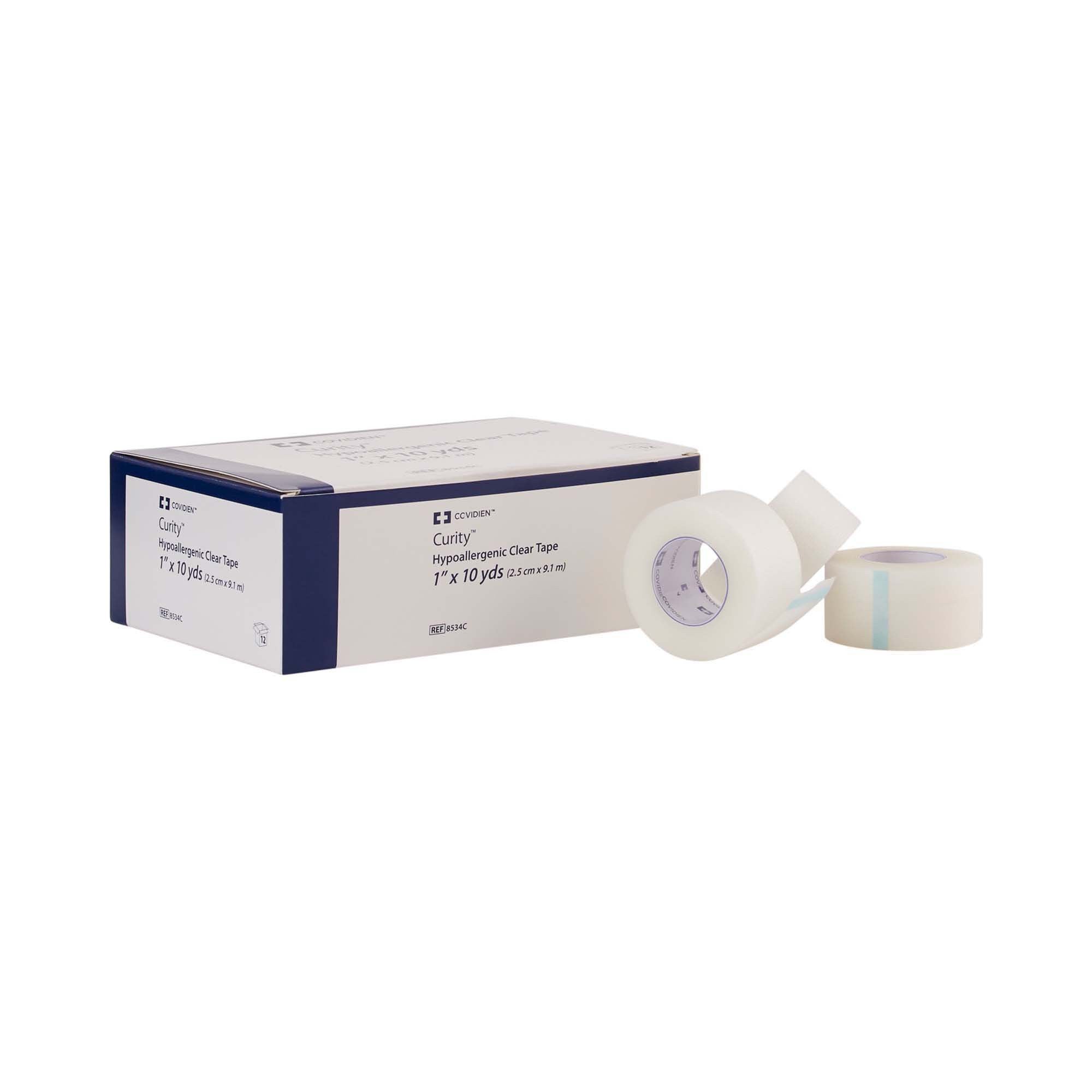 696192 - Kendall - Kendall Hypoallergenic Clear Medical Tape Transparent 1 in X 10 yd Plastic, 8534C, Box of 12, (BX)