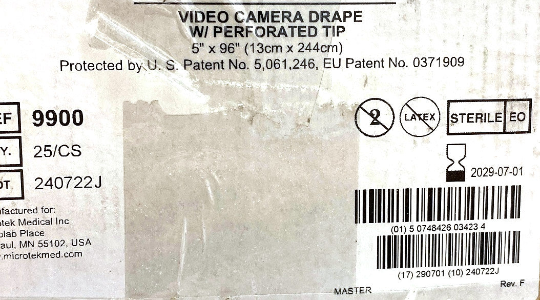 9900 - MICROTEK MEDICAL - EZ SERT VIDEO CAMERA DRAPE, 5" X 96"-, (BX/25)