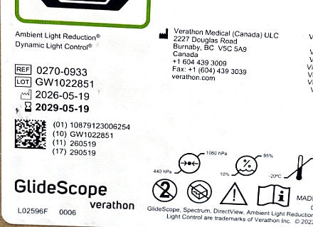 0270-0933 - VERATHON MEDICAL - GlideScope® Spectrum™ DirectView™ MAC S4, (BX/10)
