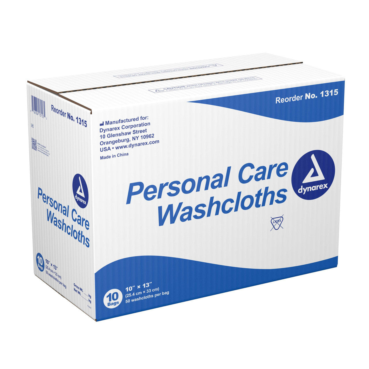 837502 - Dynarex - Washcloth Dynarex 10 x 13 Inch White Disposable 1315 Bag of 50, (BG)