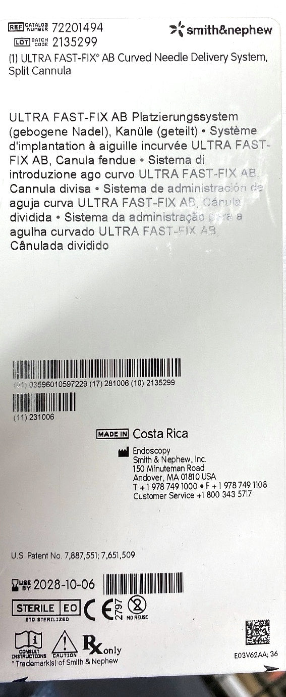 72201494 - SMITH & NEPHEW - ULTRA FAST-FIX AB ASSEMBLY - CURVED, (BX/1)