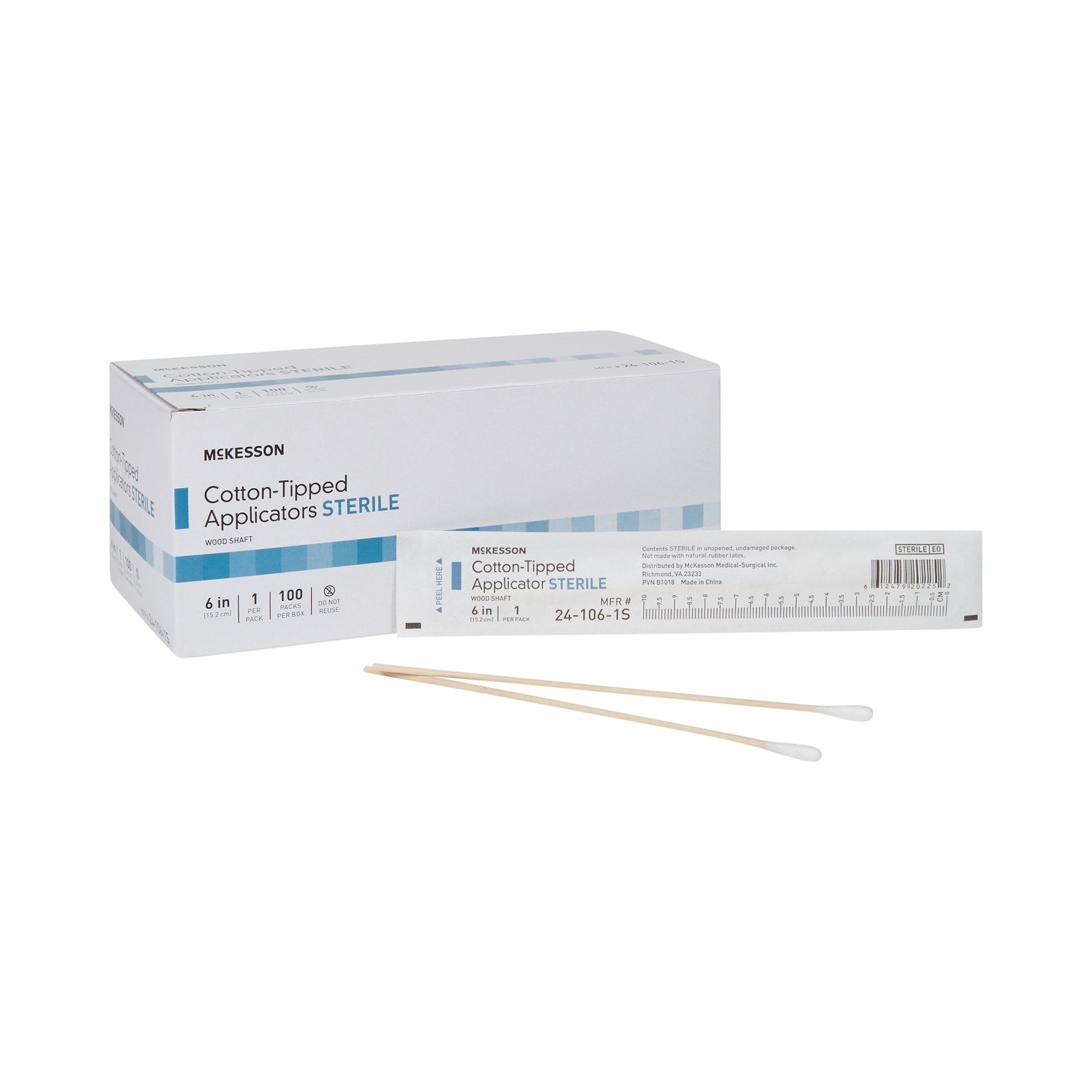 999736 - McKesson - McKesson Swabstick Cotton Tip Wood Shaft 6 in, Sterile 1 per Pack, 24-106-1S, Case of 1000, (CS)