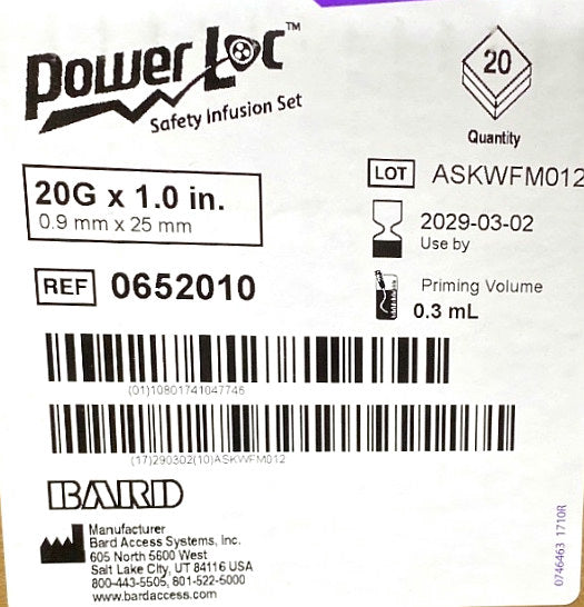 0652010 - BARD - Safety infusion set, (BX/20)